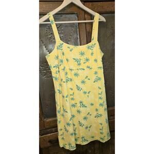 New Fresh Produce Yellow Strap Dress Sundress XL Beachy Vacation Cotton Floral